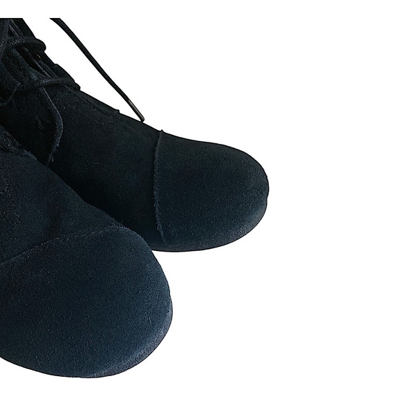 TOMS Suede Kala Wedge Booties Black Lace Up Women’s Size 10 - Picture 9 of 10